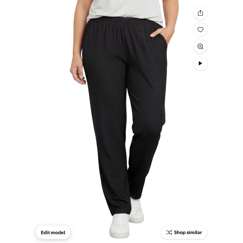 Turtle Bay Pants Womens XL Blue Pull On Elastic Waist Straight Leg